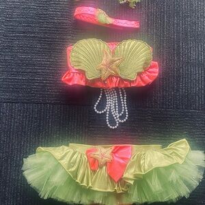Mermaid Shell Tutu Set in Neon Pink and Lime